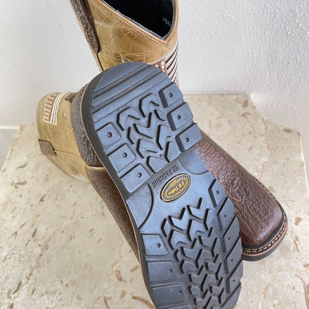 J.B.DILLON Reserve Cowboy Men's Boots Brown/beige leather Western Boots size 8.5 - Picture 4 of 16